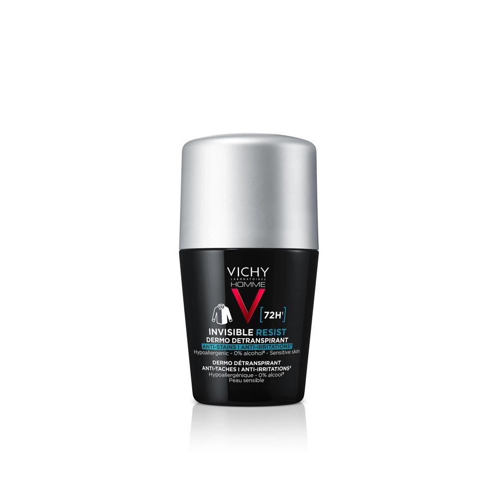 Vichy Homme Invisible Resist 72h Deodorant Roller 50ml, Verzenden, Nieuw, Deodorant of Bodyspray