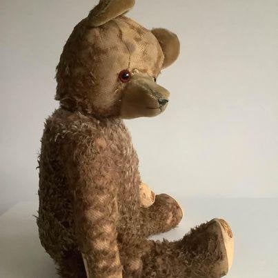 Grote vooroorlogse antieke teddybeer met lange nuit, Ophalen of Verzenden, Gebruikt, Stoffen beer, Overige merken