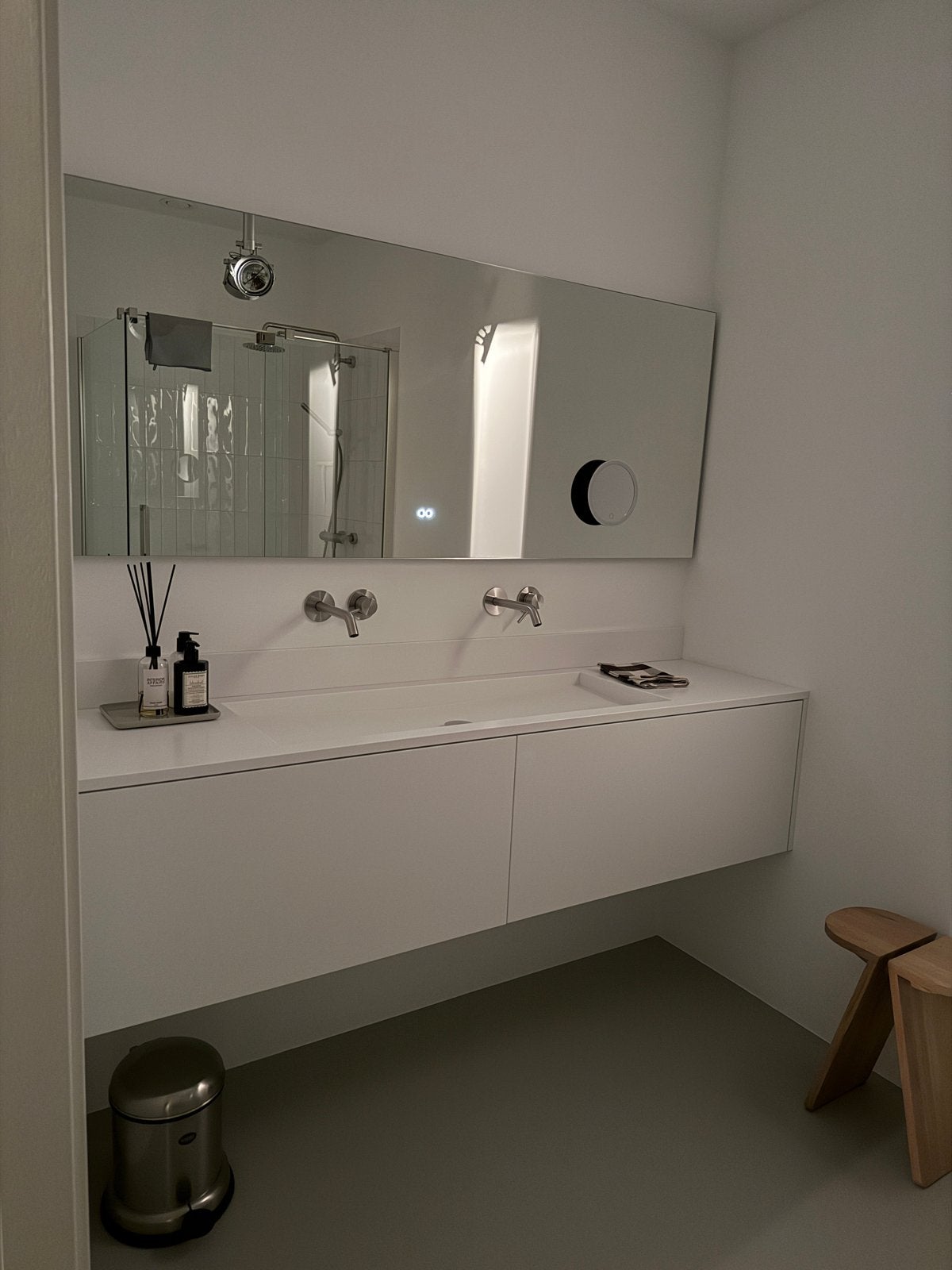 Verwarmde spiegel met LED-verlichting, 178x70 cm, Gebruikt, 125 cm of meer, Ophalen of Verzenden, 150 tot 200 cm