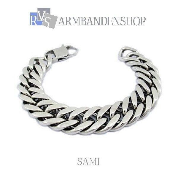 Rvs zilver staal sieraden heren armband RVS zilver, Verzenden, Nieuw, Zilver, Staal