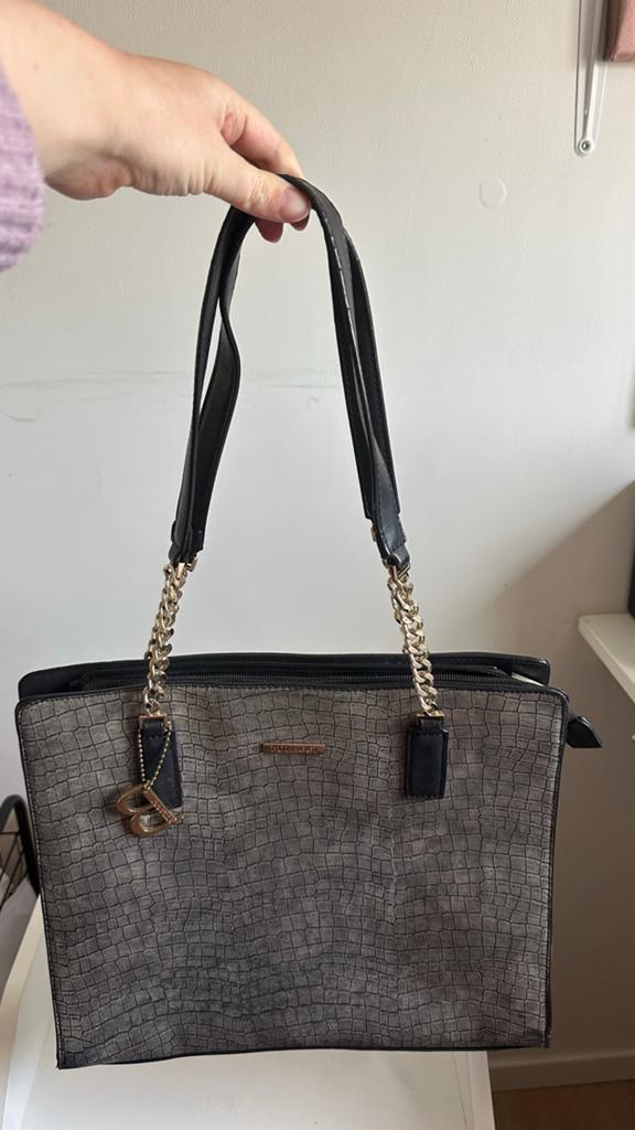 Bulaggi handtas met crocoprint, Ophalen of Verzenden, Gebruikt, Grijs, Handtas