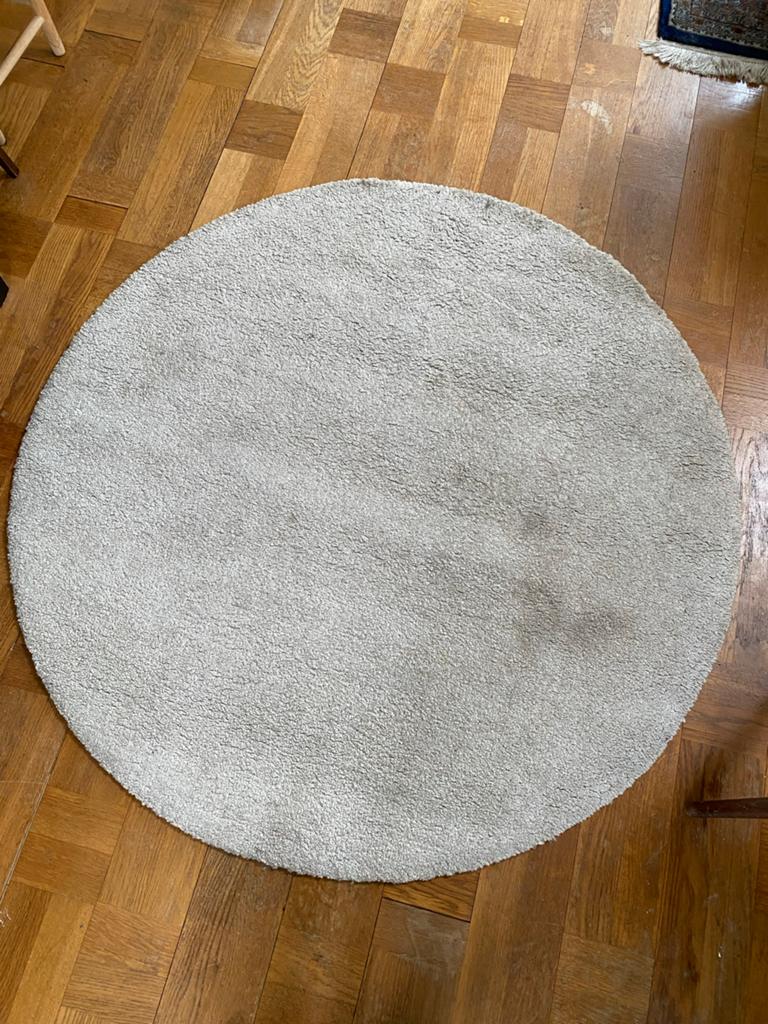 IKEA STOENSE Vloerkleed, laagpolig, ecru, 130 cm, Huis en Inrichting, Ophalen, Gebruikt, 100 tot 150 cm, Rond