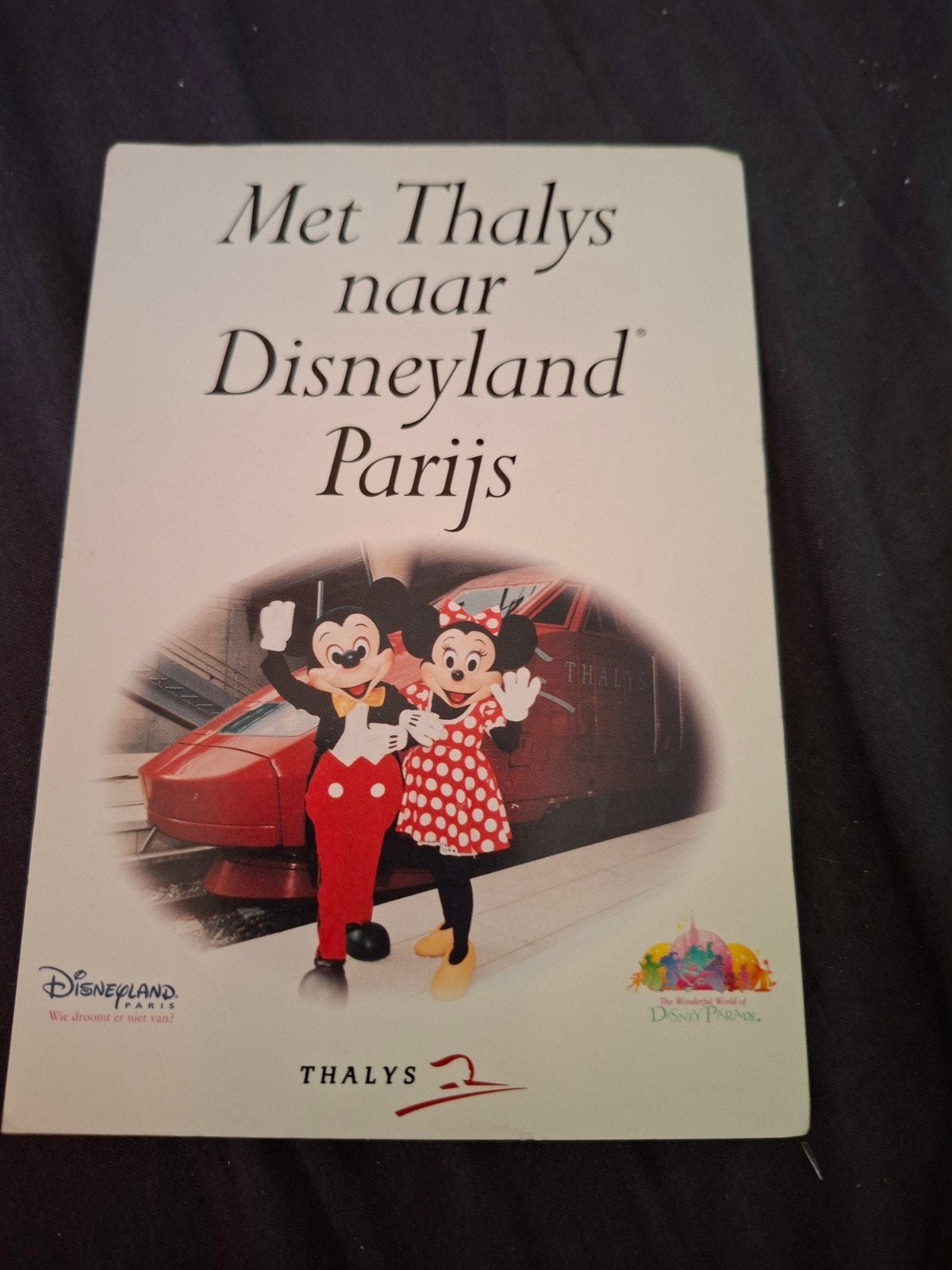 Thalys naar Disneyland Parijs Ansichtkaart Mickey Minnie, Ophalen, 1980 tot heden, Ongelopen, Cultuur en Media