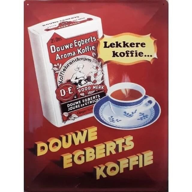 Douwe Egberts – metalen bord blik gebold +- 30x40cm, Verzamelen, Ophalen of Verzenden, Nieuw, Reclamebord