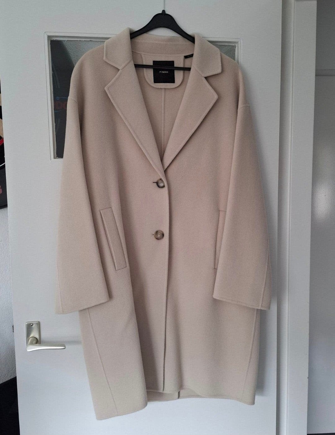 Pinko wollen jas - Beige - Maat L, Pinko, Beige, Maat 42/44 (L), Ophalen of Verzenden