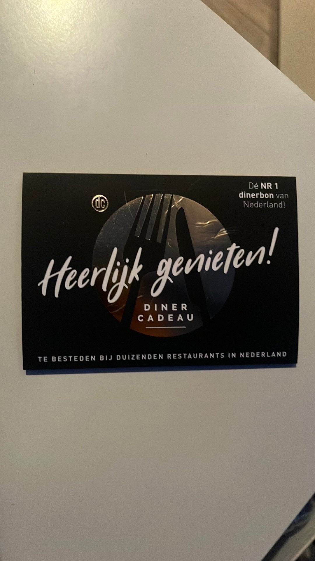 Dinner cadeaukaart €150, Eén persoon, Cadeaubon