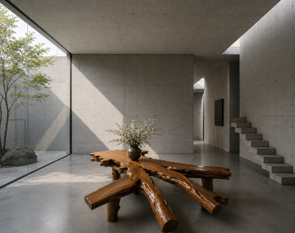Wortelnoten Teakhout Japandi Wabi Sabi salontafel, Ophalen, 200 cm of meer, 50 tot 100 cm, Japandi Wabisabi Brutalisme Natuurlijk
