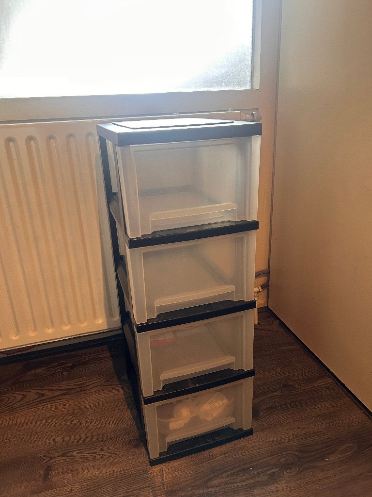 Kunststof ladenkast met 4 lades, Huis en Inrichting, Kasten | Ladekasten, Ophalen, Kunststof, Gebruikt, 50 tot 100 cm