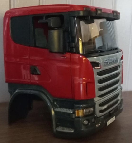 Bruder Scania Low cabine rood Crawler / Tamiya / Wedico, Kinderen en Baby's, Ophalen of Verzenden, Zo goed als nieuw
