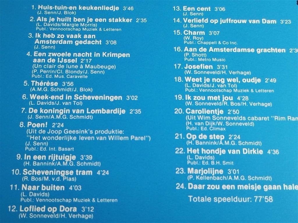 Wim Sonneveld - Liedjes 1, Ophalen of Verzenden, Zo goed als nieuw, Levenslied of Smartlap