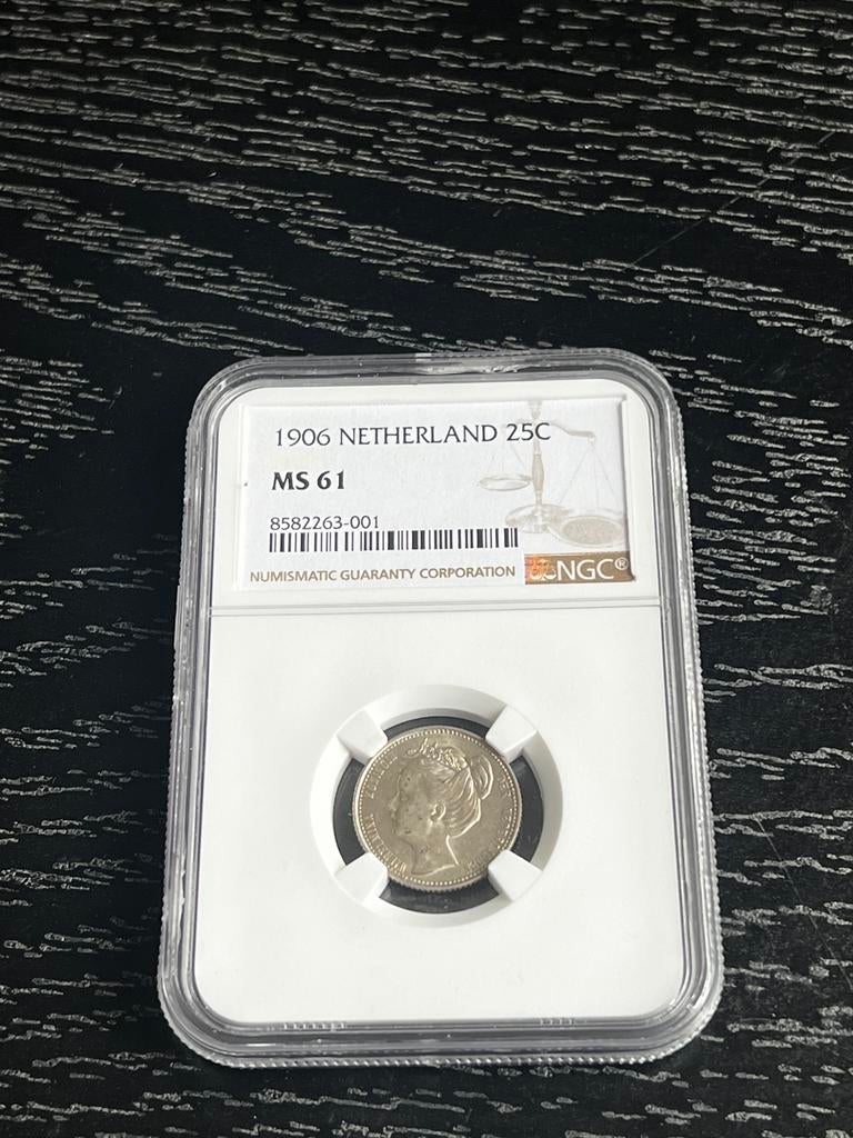 Zilveren 25 Cent 1906 Wilhelmina, Postzegels en Munten, Munten | Nederland, Ophalen of Verzenden, Koningin Wilhelmina, 25 cent