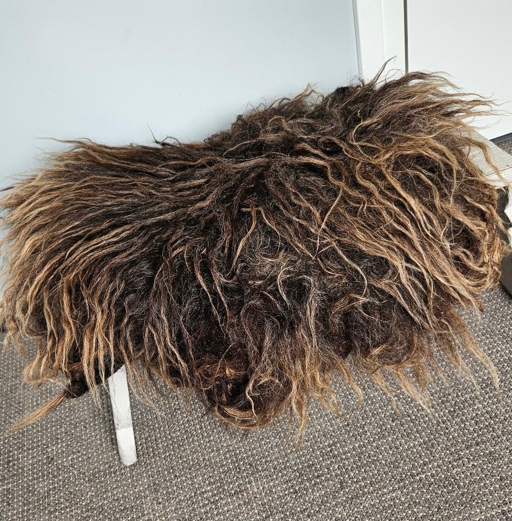 Schapenvacht op wolvilt, diervriendelijk en duurzaam, 50 tot 100 cm, Bruin, Nieuw, Landelijk