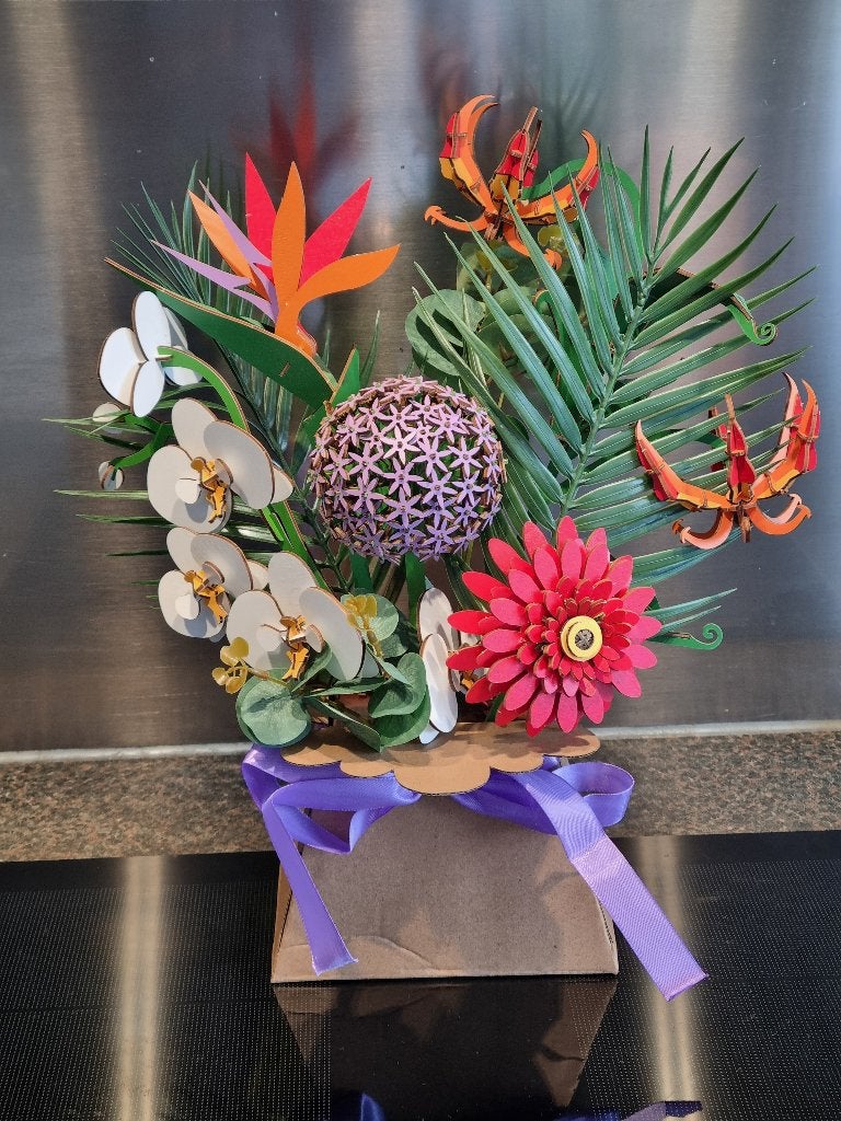 Bosje houten bloemen., Huis en Inrichting, Woonaccessoires | Kunstplanten en Kunstbloemen, Ophalen, Binnen, 35 cm, Nieuw