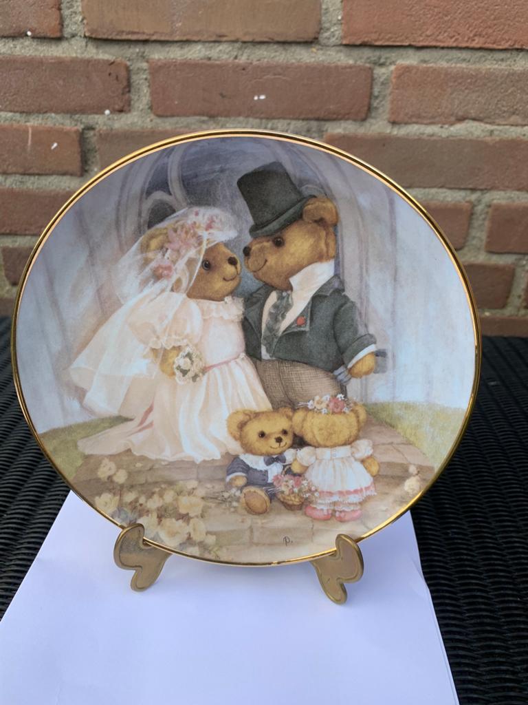 'Just Married' Teddy Bear bord van Patricia Brooks., Ophalen of Verzenden