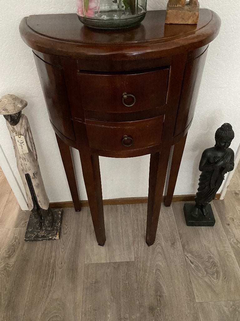 Mahonie tafeltje voor tegen de wand, Ophalen