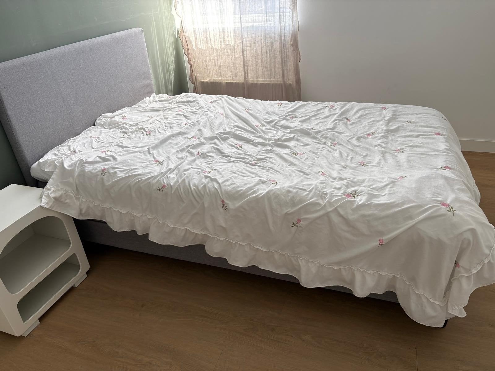 2-persoons bed 120x200( twijfelaar) pocketvering+topdekmatra, Huis en Inrichting, Ophalen, Zo goed als nieuw, Twijfelaar, 120 cm
