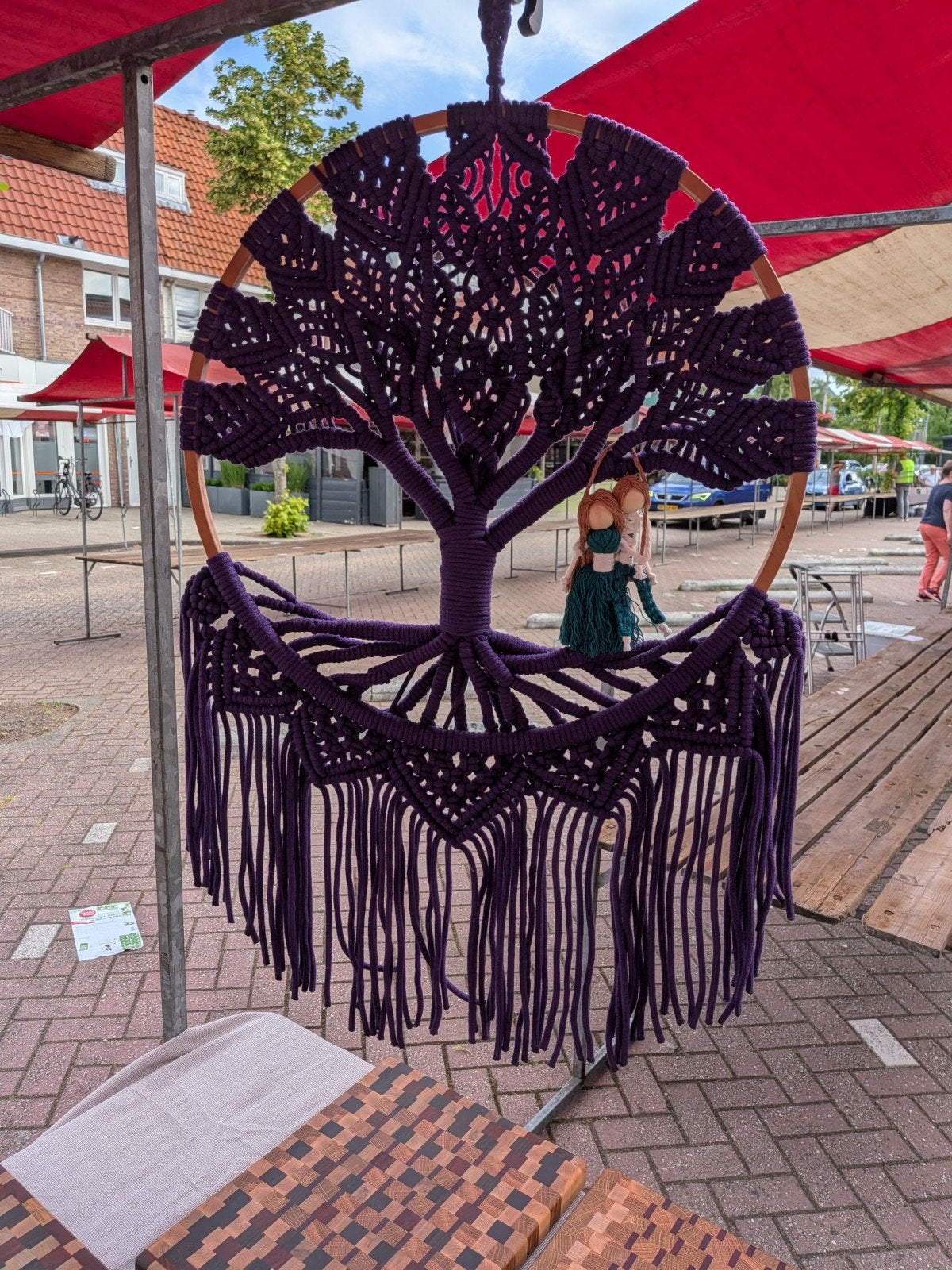 Handgemaakte Macramé Tree of Life Wanddecoratie - 50 cm, Ophalen of Verzenden, Nieuw