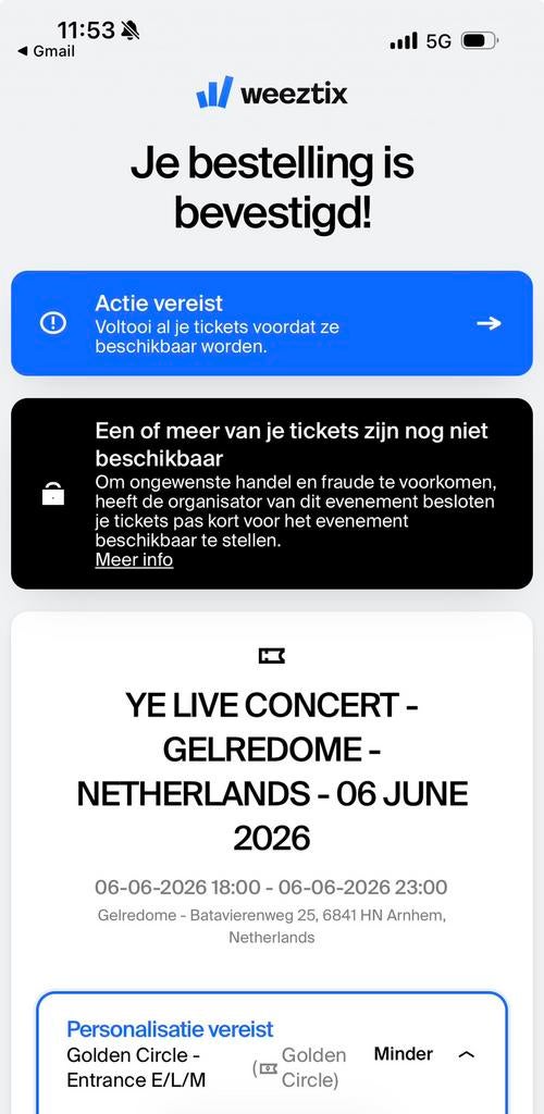 2x kanye west 6juni golden circle, Tickets en Kaartjes, Concerten | Pop, Twee personen