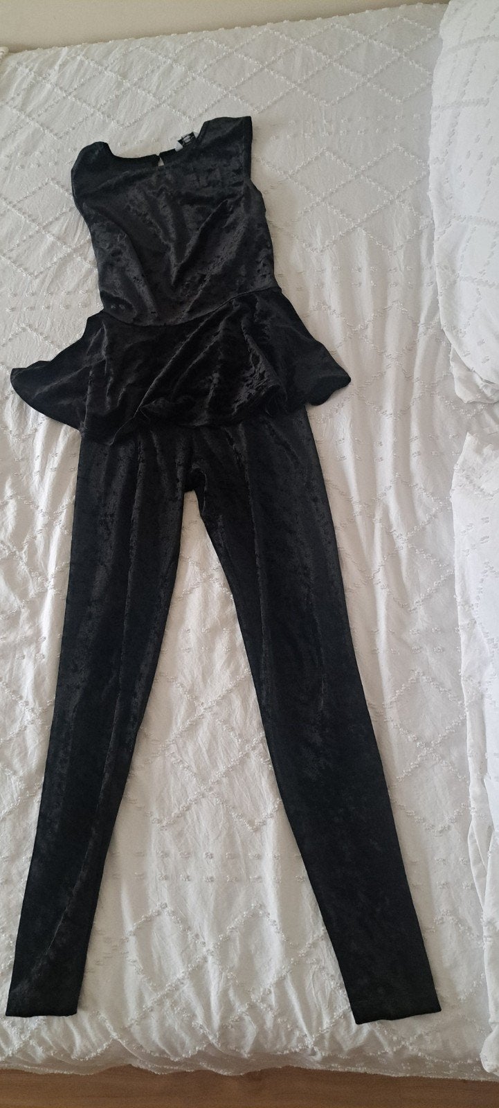 2 delige set, legging en top, zwart velours, maat XS, H&M, Zwart, Ophalen of Verzenden, Zo goed als nieuw