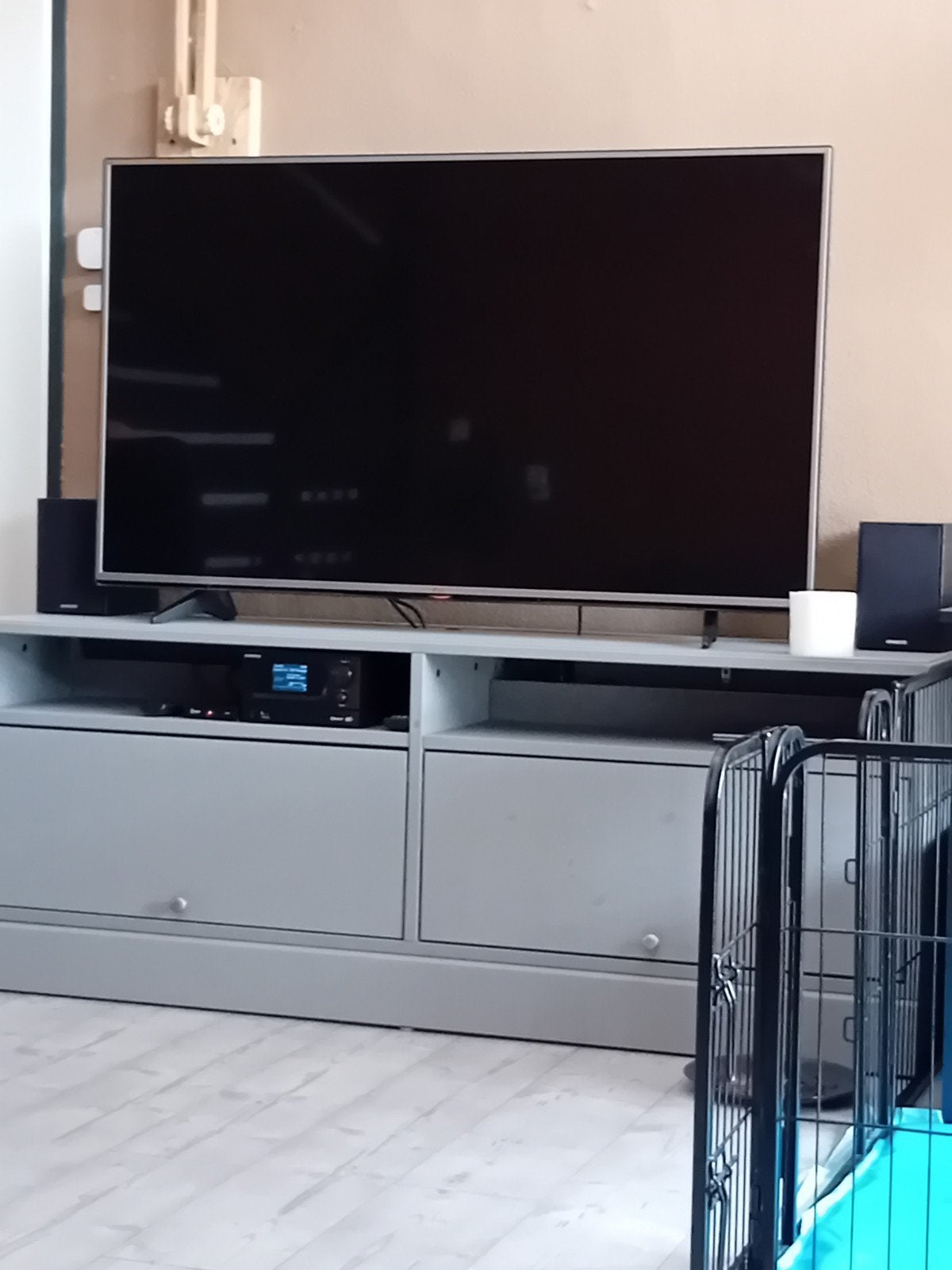 TVKast grijs 160cm, Huis en Inrichting, Ophalen, 150 tot 200 cm, Zo goed als nieuw, Minder dan 100 cm