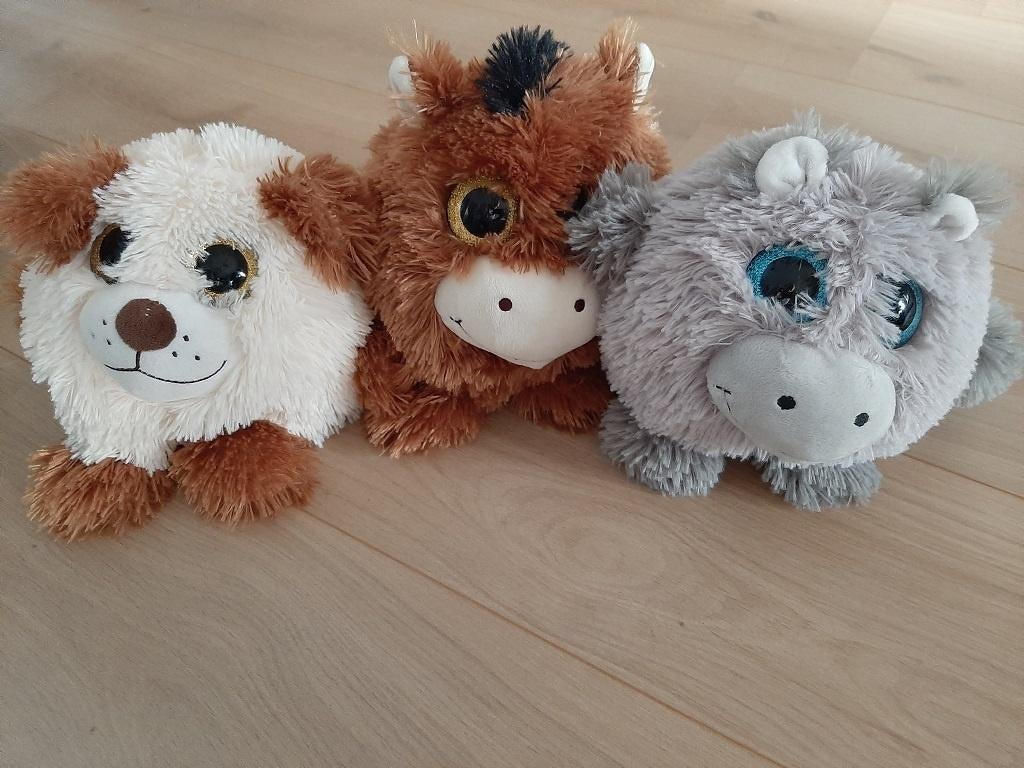 3 fluffy glitter knuffels, Overige karakters, Overige typen, Nieuw, Ophalen of Verzenden