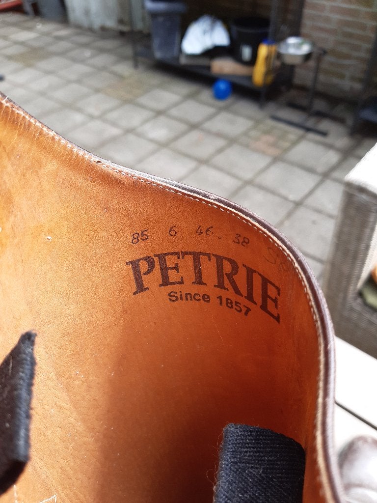 Petrie dressuur rijlaarzen harde schacht (zonder rits), Gebruikt, Dressuur, Ophalen of Verzenden, Bruin