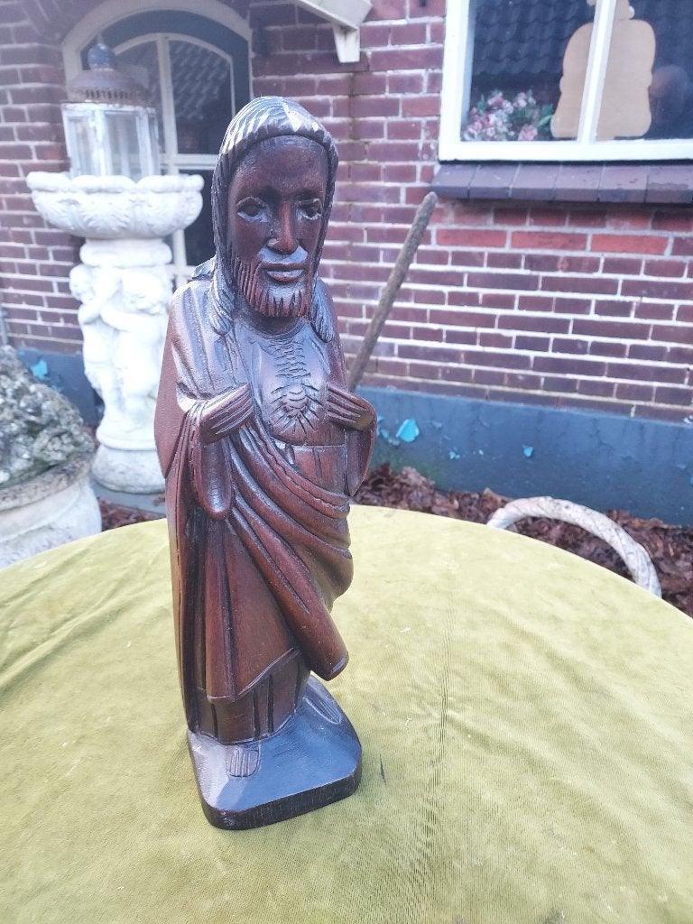 Religieus houten heilighart beeld van Jezus., Verzenden