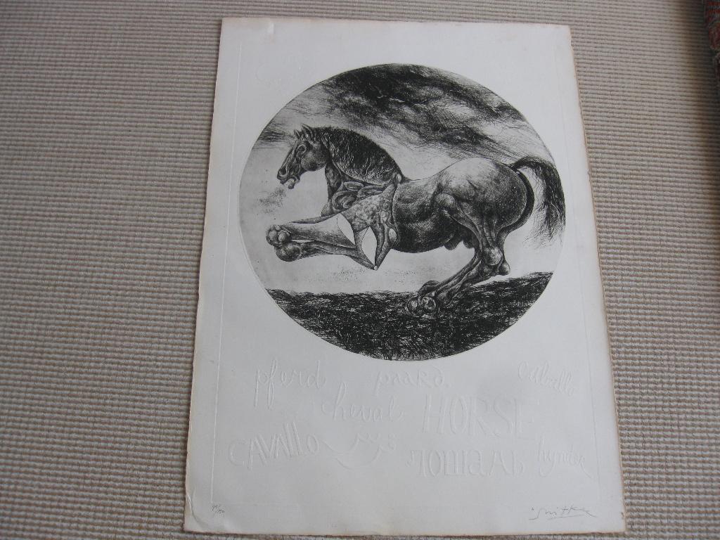 Willem Snitker. Ets 45/150. Op karton met reliëf. Gesigneerd, Ophalen of Verzenden, Ets
