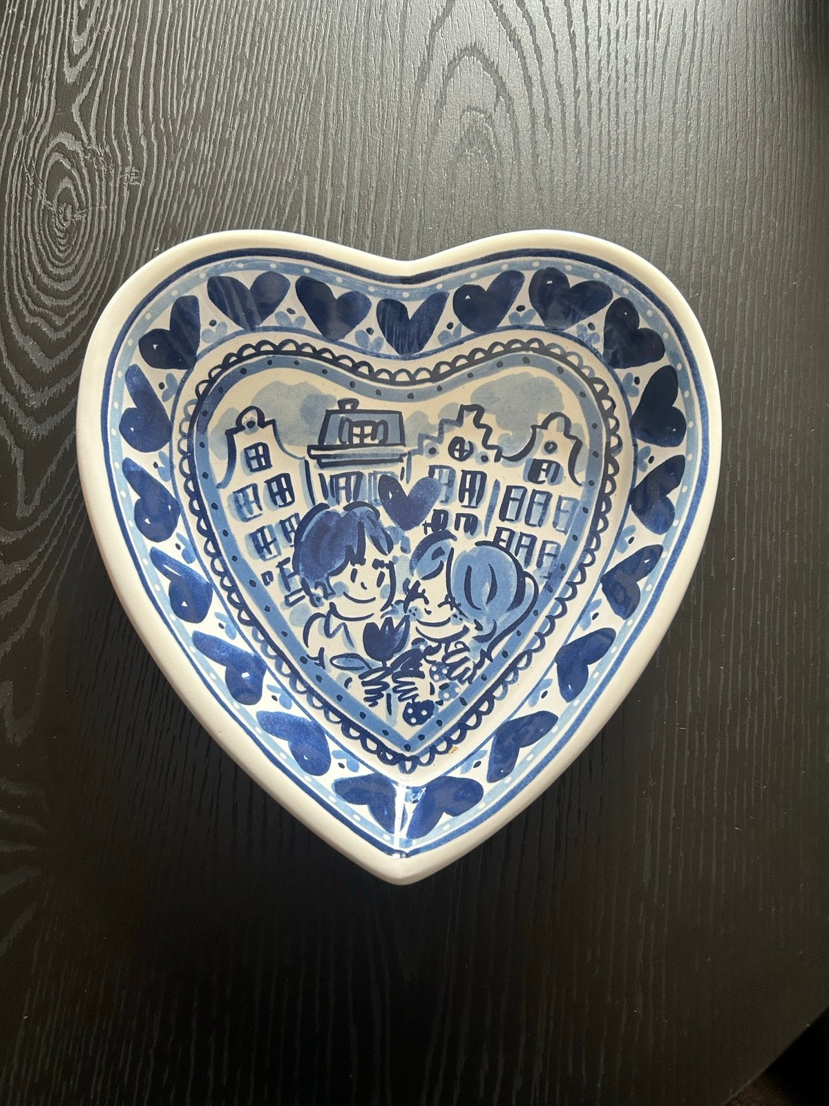 Nieuwe Blond Amsterdam Delfts blauw schaal hartvormig, Ophalen of Verzenden