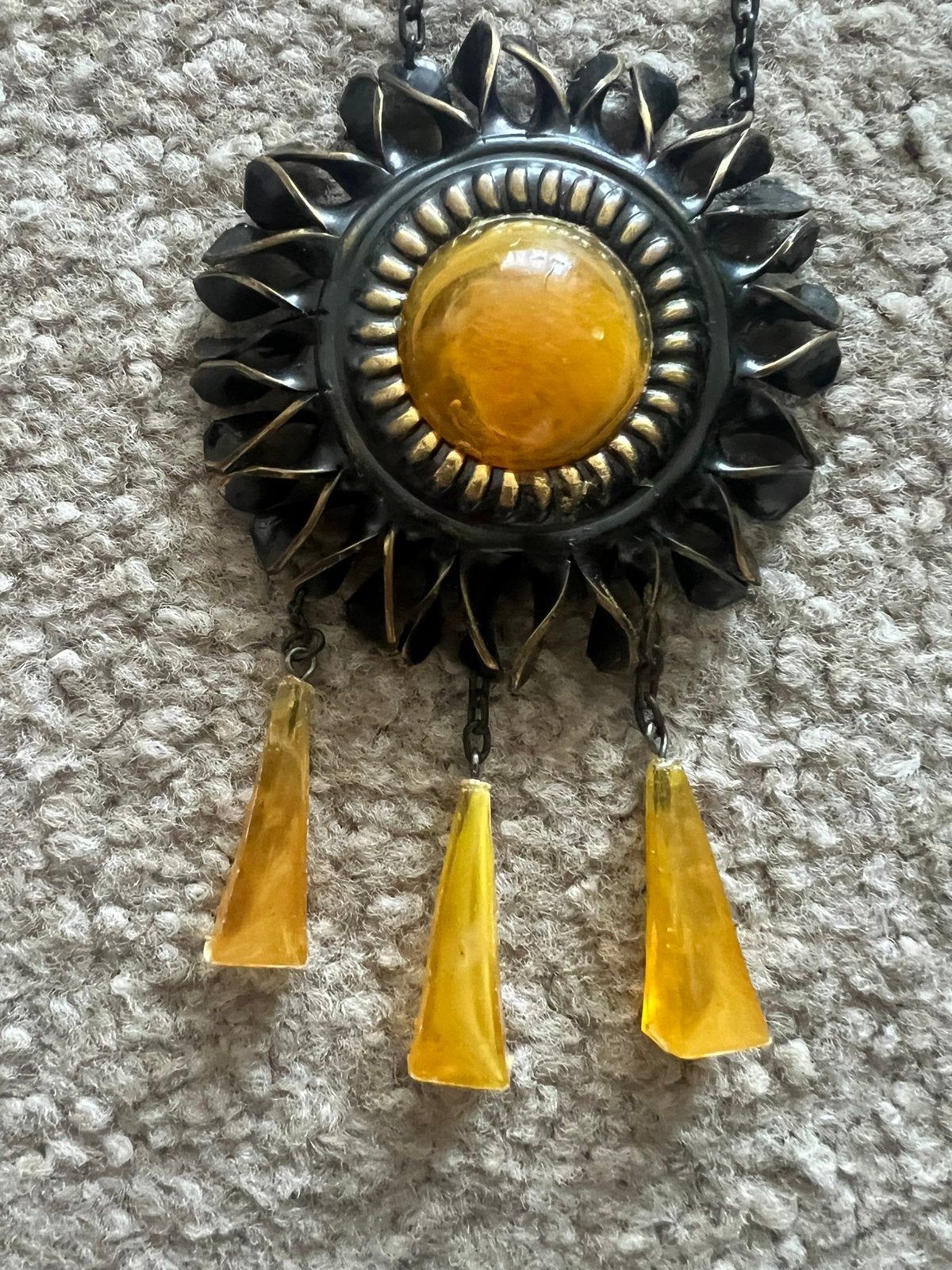 Vintage ketting amber, Ophalen of Verzenden, Zo goed als nieuw, Bruin, Overige materialen
