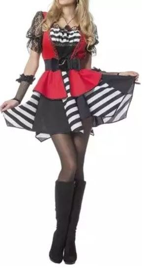 Leuke rood/wit PIRAAT/ZEEROVER/PIRATES jurk - Halloween tip, Carnaval, Ophalen of Verzenden, Kleding, Maat 36 (S)