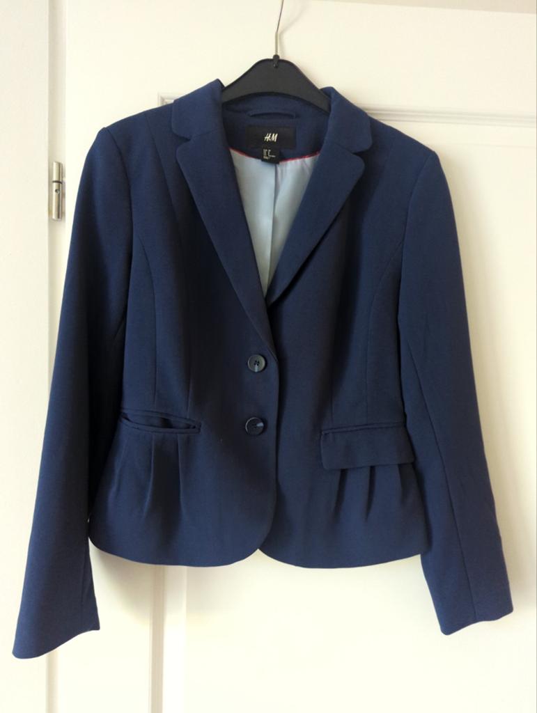 Donkerblauwe blazer van H&M maat 38, Ophalen of Verzenden, Zo goed als nieuw, Maat 38/40 (M), Blauw