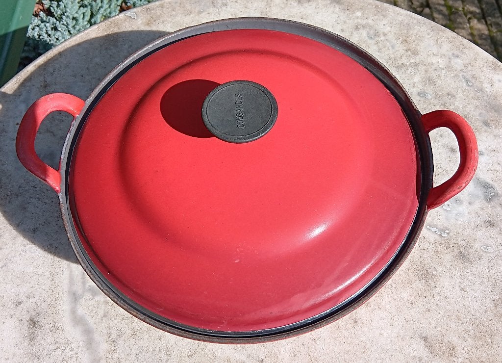 COUSANCES LE CREUSET gietijzeren pan faitout 24 cm (G182), Gebruikt, Gietijzer, Ophalen of Verzenden, Keramische plaat