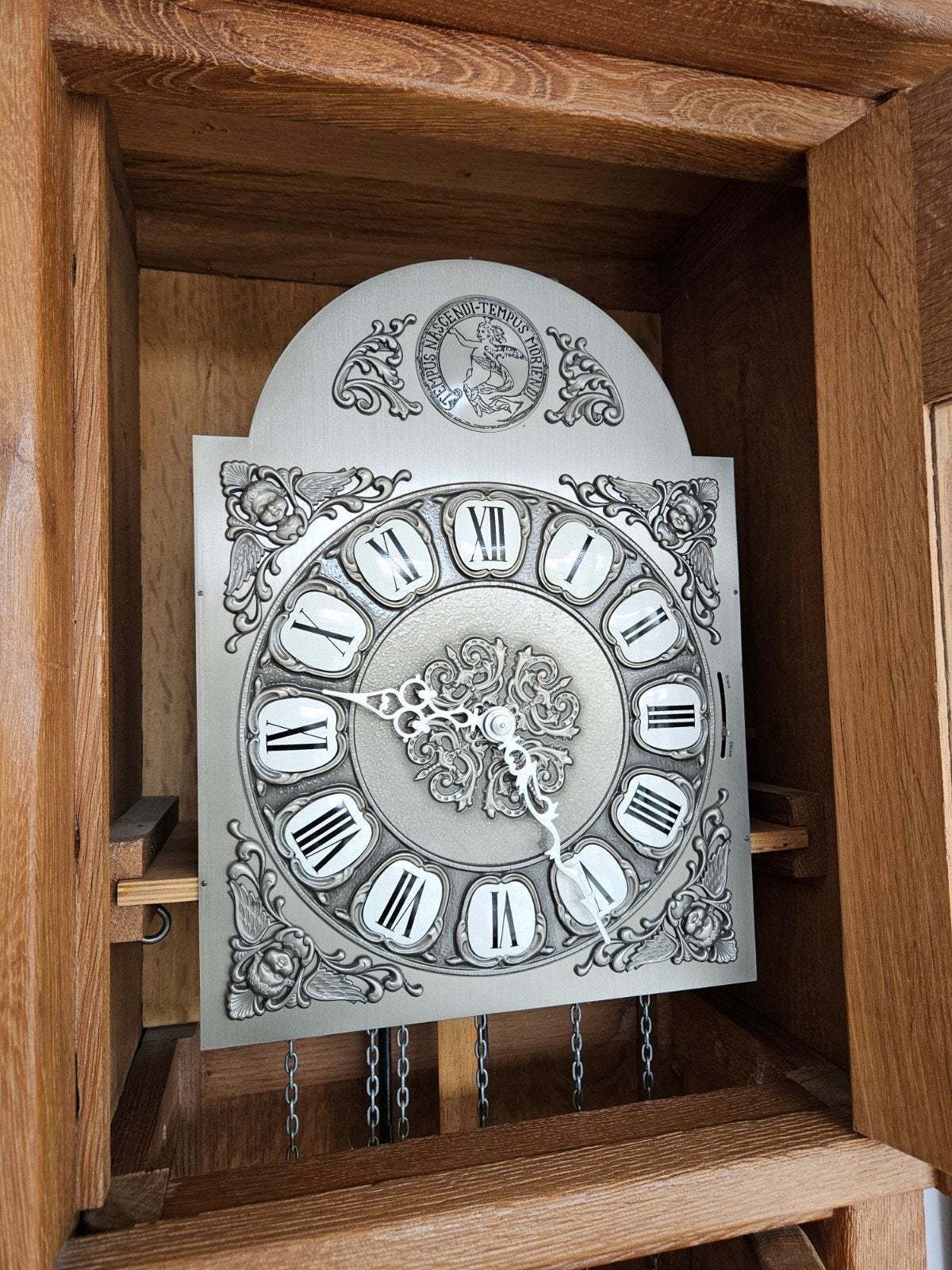 Antieke Eiken Staande Klok met Slinger en Gewichten, Antiek en Kunst, Ophalen