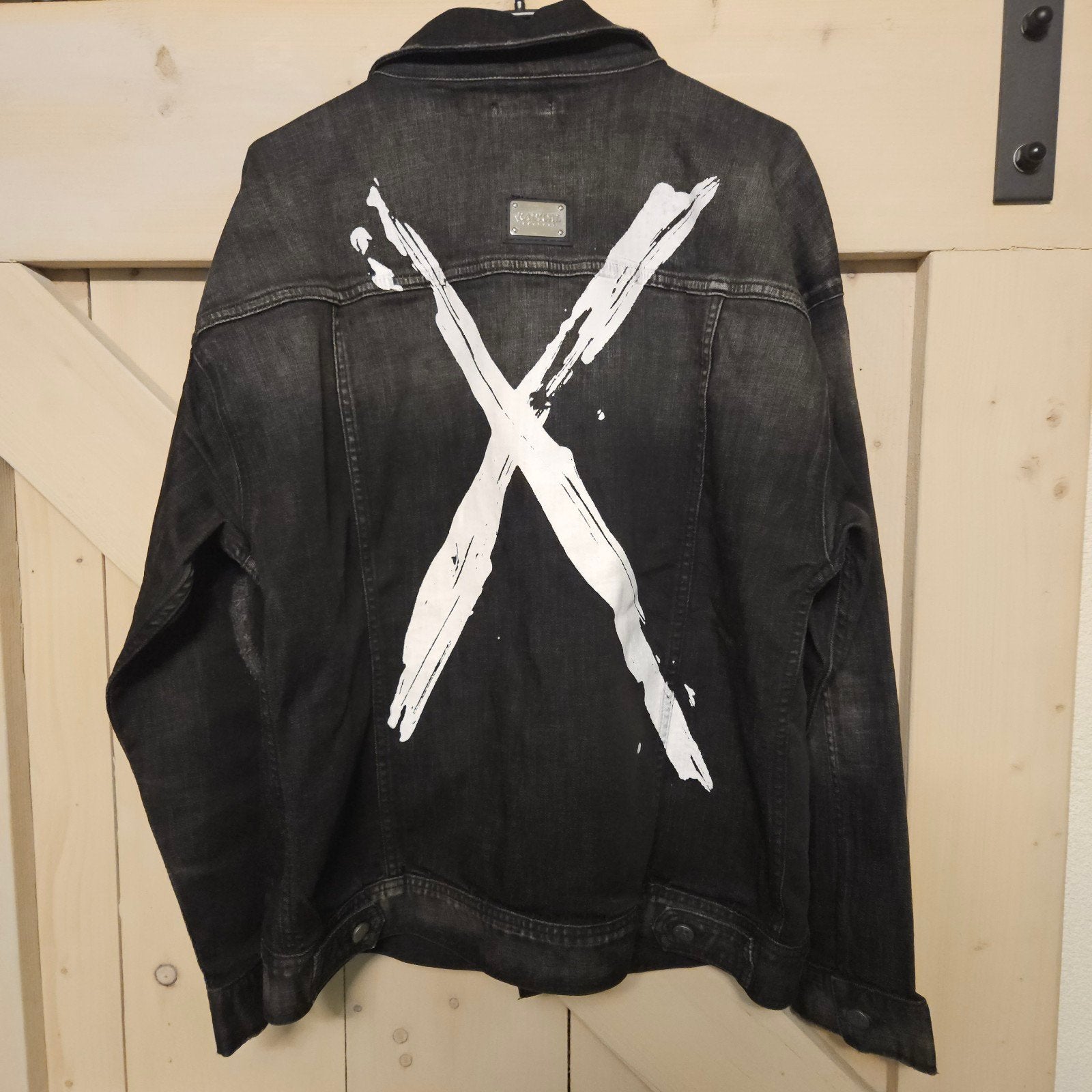 Stoere Radical spijkerjas XL met print op de rug, Zwart, Maat 56/58 (XL), Ophalen of Verzenden, Zo goed als nieuw