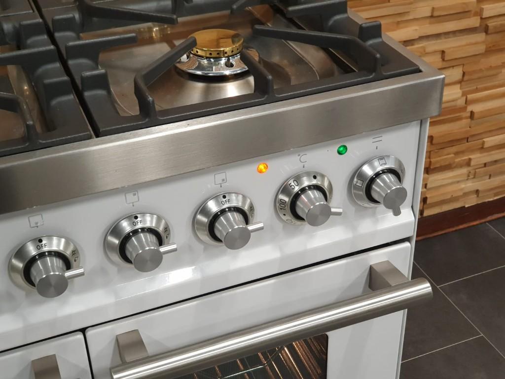 🔥Luxe Boretti Fornuis 90cm hoogglans wit rvs 2 ovens 6 pits, Witgoed en Apparatuur, Ophalen, 60 cm of meer, Zo goed als nieuw
