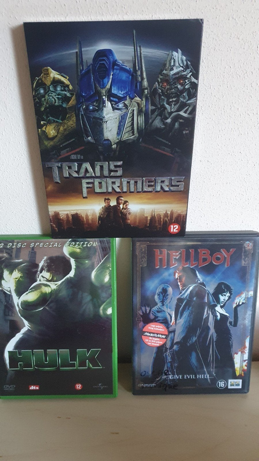 3 DVD Box: Transformers, Hulk, Hellboy, setprijs, Cd's en Dvd's, Vanaf 16 jaar, Nederlands, Actiethriller, Ophalen of Verzenden