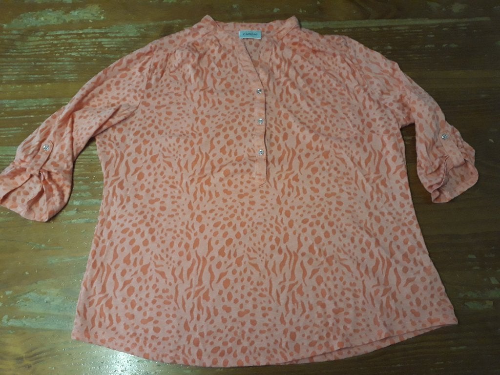 Shirt, top 3/4 mouwen Canda 44, Maat 42/44 (L), Oranje, Ophalen of Verzenden, Korte mouw