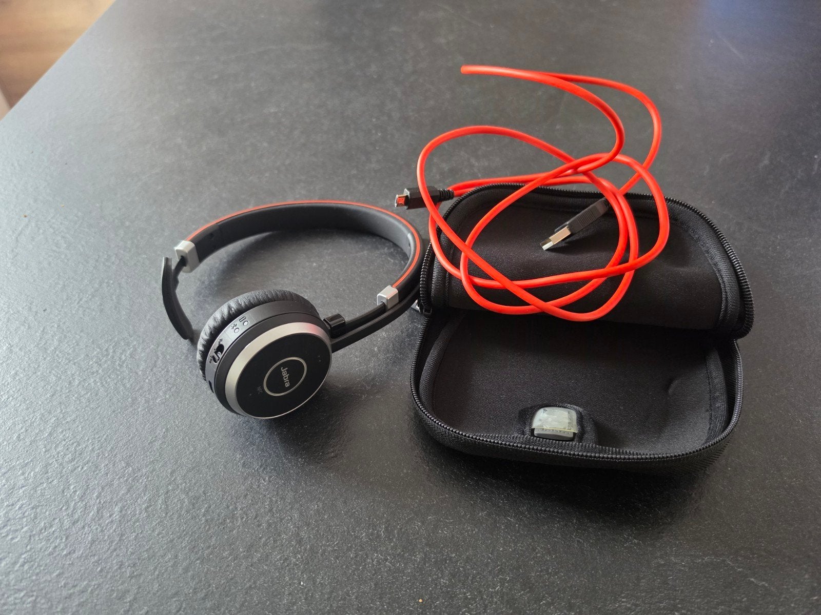 Jabra Evolve 65MS Mono On-ear Koptelefoon - Zwart met Rood A, Ophalen, Nieuw, On-ear, Draadloos