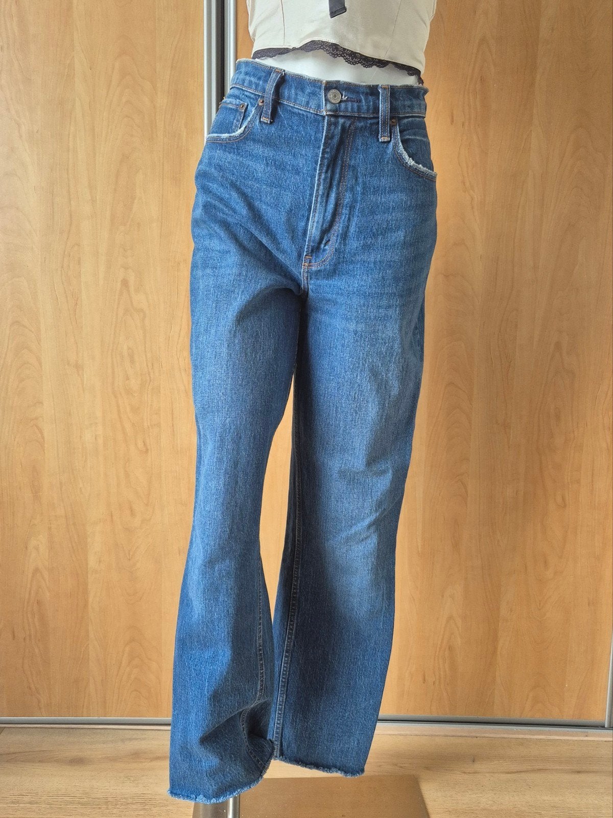 Abercrombie & Fitch '90s Straight Ultra High Rise Jeans W27, Blauw, Ophalen of Verzenden, Zo goed als nieuw, W27 (confectie 34) of kleiner