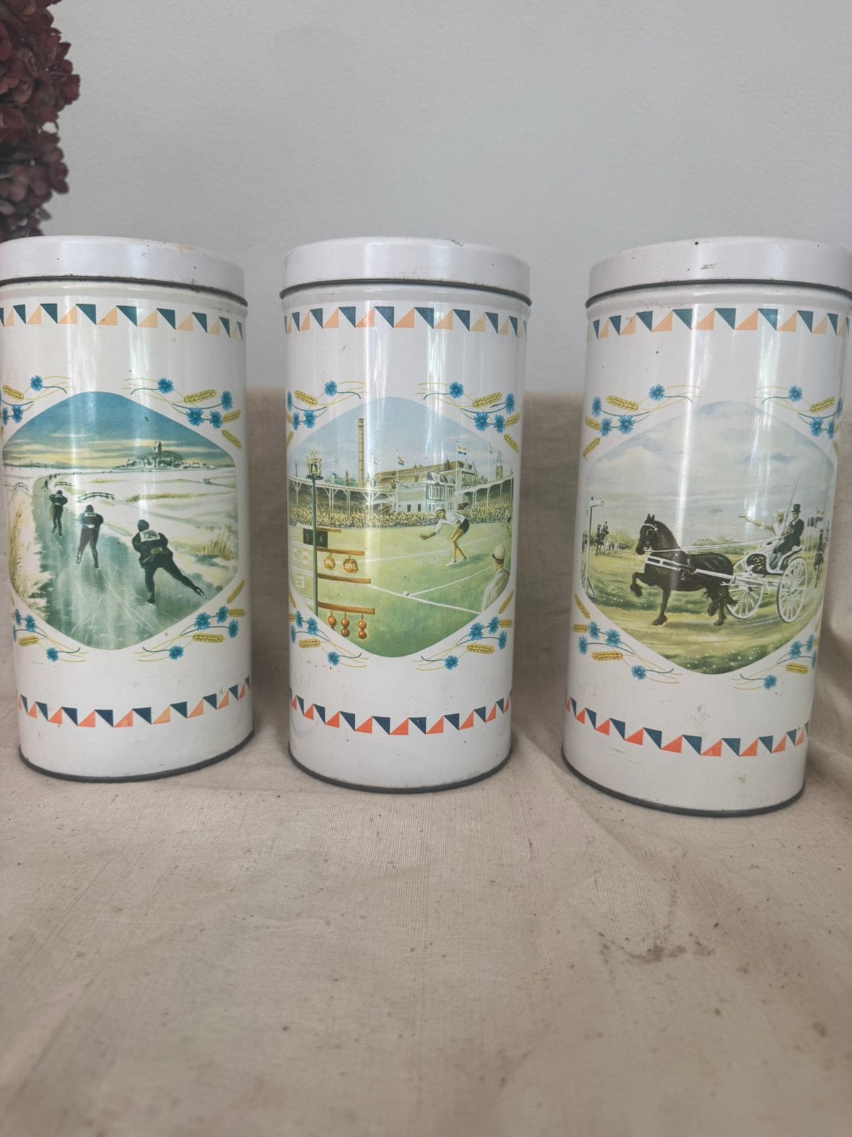 3 Beschuitbussen, Van der Meulen,fifties,sixties,vintage, Verzamelen, Ophalen of Verzenden, Gebruikt, Beschuit, Overige merken