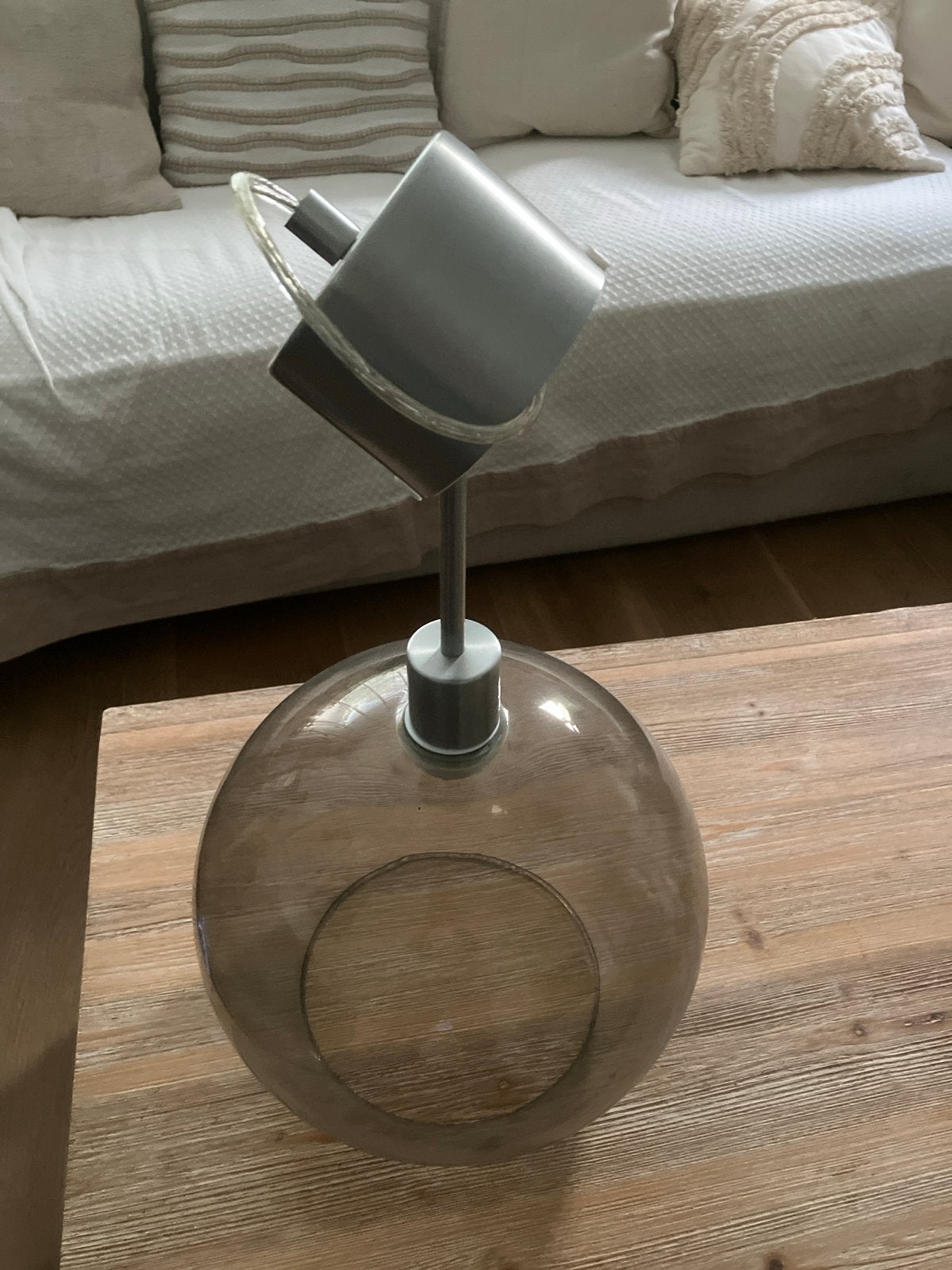 IKEA JAKOBSBYN / JÄLLBY Hanglamp, rookkleur glas, Ophalen, Zo goed als nieuw, Glas, E27 (groot)