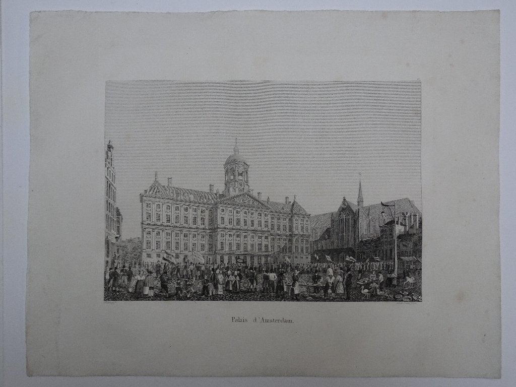 itho feest aanbieden nieuwe haring Paleis Amsterdam, 1825, Antiek en Kunst, Kunst | Litho's en Zeefdrukken, Origineel, Verzenden