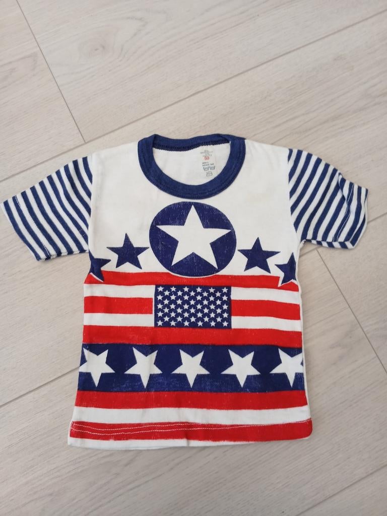 Nieuw t-shirt maat 80 met Amerikaanse vlag print, Ophalen of Verzenden, Nieuw, Jongetje of Meisje, Shirtje of Longsleeve