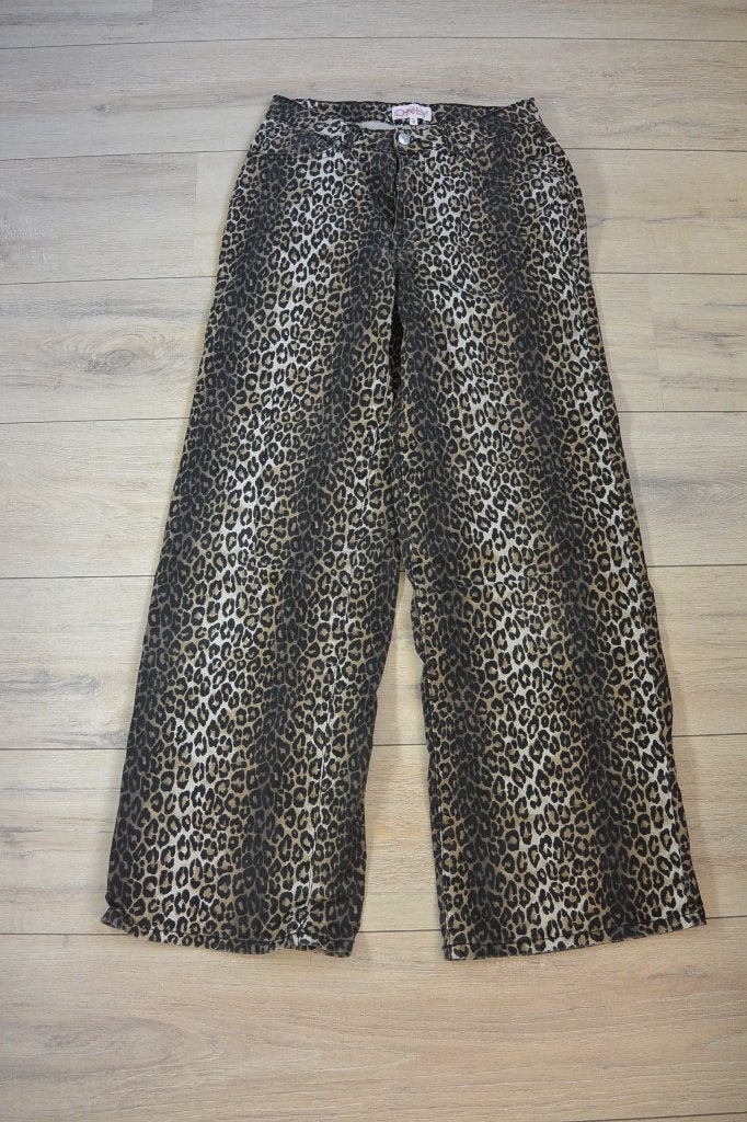 Only Wide Leg Jeans Panterprint - maat M - 32, Maat 38/40 (M), Only, Bruin, Ophalen of Verzenden