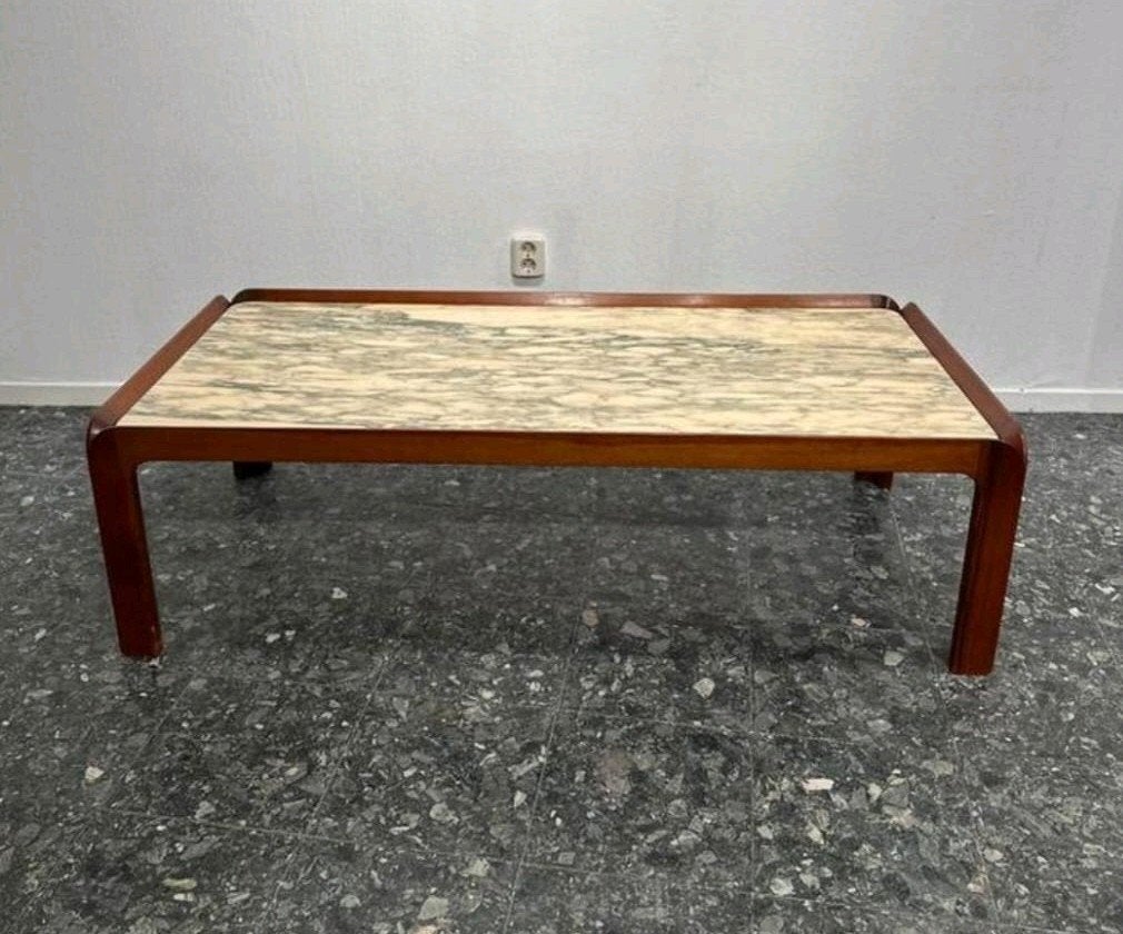 Designer Salontafel met Marmeren Blad, Ophalen, Gebruikt, 100 tot 150 cm, Vintage, Klassiek