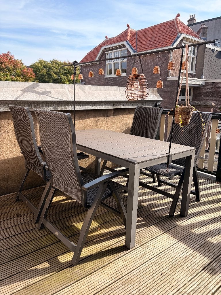 Bellagio Avio/Fidenza 160cm tuinset 5-delig verstelbaar, Tuin en Terras, Ophalen, 4 zitplaatsen, Gebruikt, Aluminium