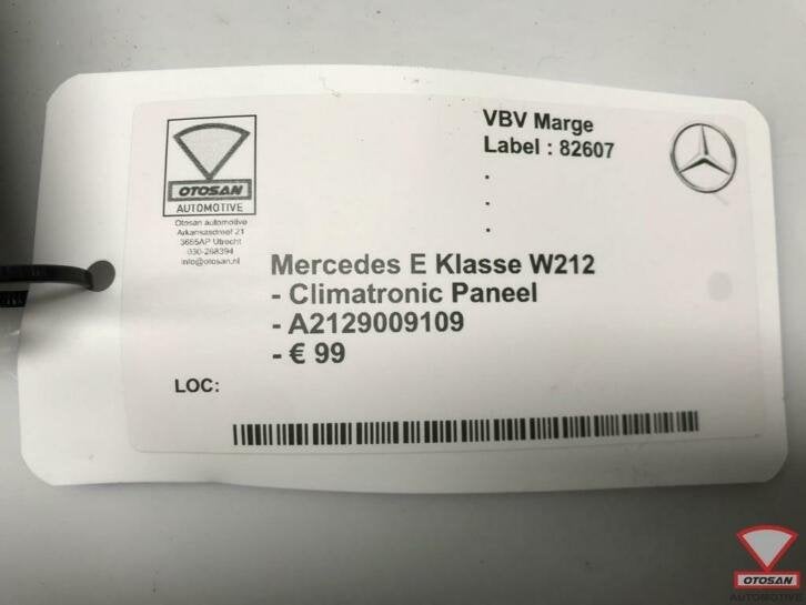 mercedes e klasse w212 climatronic paneel a2129009109, Auto-onderdelen, Gebruikt, Mercedes-Benz AG, Mercedes-Benz, Ophalen of Verzenden