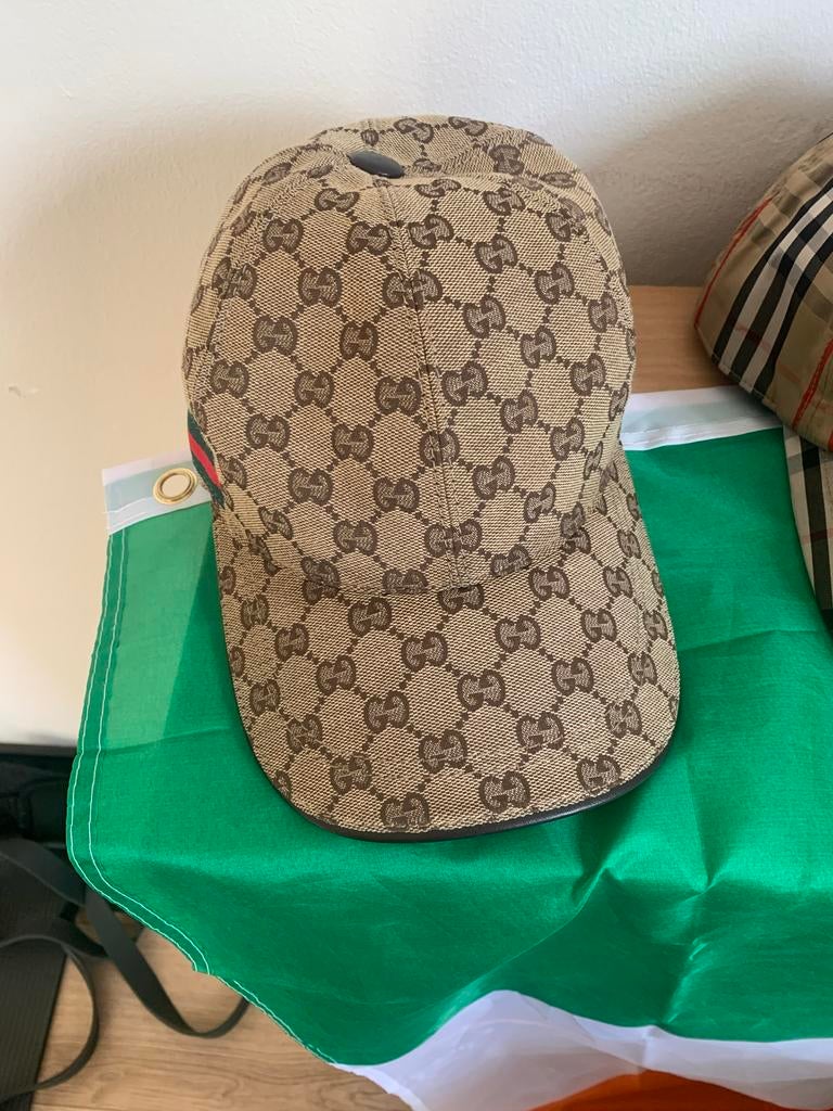 Gucci Pet met GG-monogram en Webdetail, Kleding | Heren, Hoeden en Petten, Zo goed als nieuw, Pet, One size fits all, Verzenden