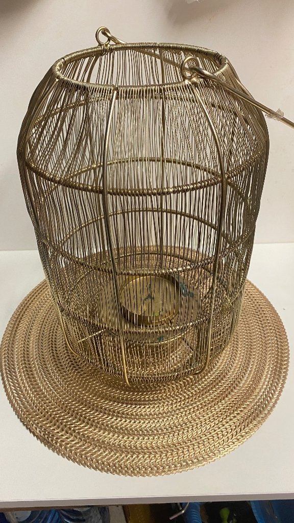 Gouden draad lantaarn - sfeervolle decoratie, Lantaarn, 34 cm, Ophalen of Verzenden, Zo goed als nieuw